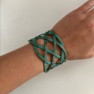 Woven Turquoise Leather Wrap Bracelet for Women